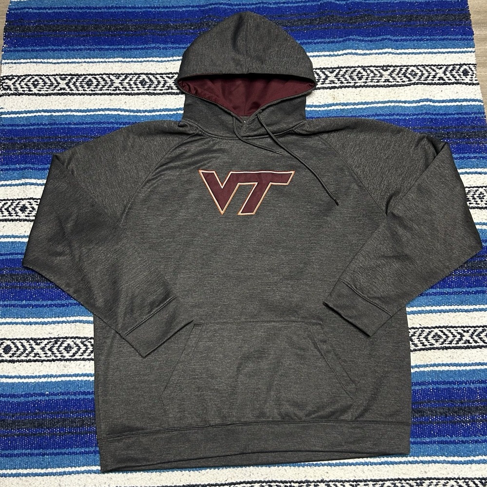 Virginia Tech Hokies Colosseum Gray Pullover Hoodie Sweatshirt Men's 2XL